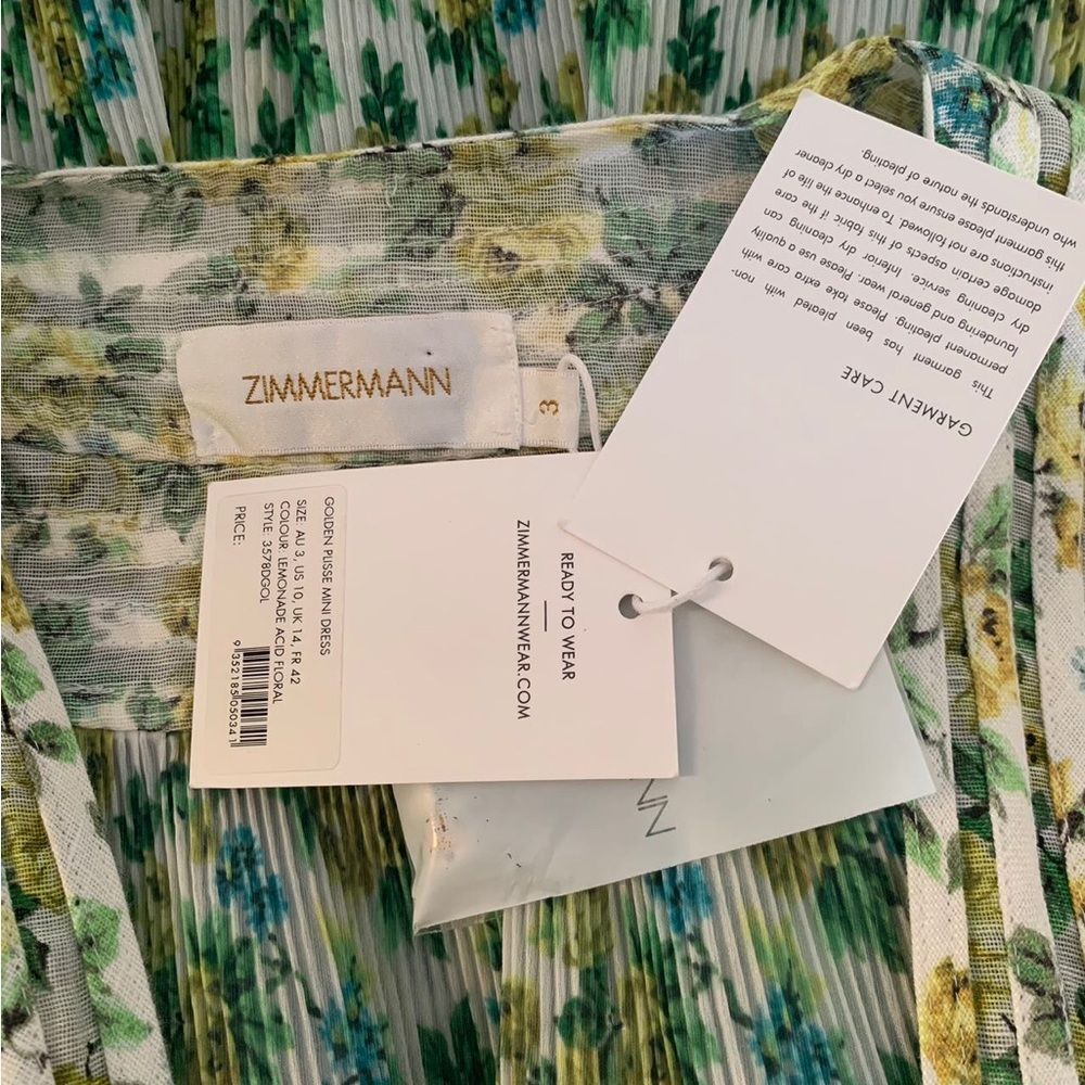 Nwt Zimmermann golden bliss pleated dress - Picture 6 of 6